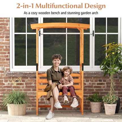 Garden Arbor Pergola With 2-Seat Bench, 6.2 Ft, Fir Wood