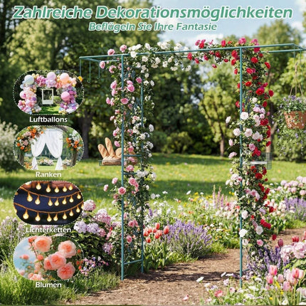 Garden Arch with Bird Feeder and Water Bowl, Metal Frame