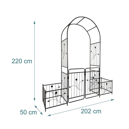 Garden Arch with Gate and Planters – Weatherproof Metal