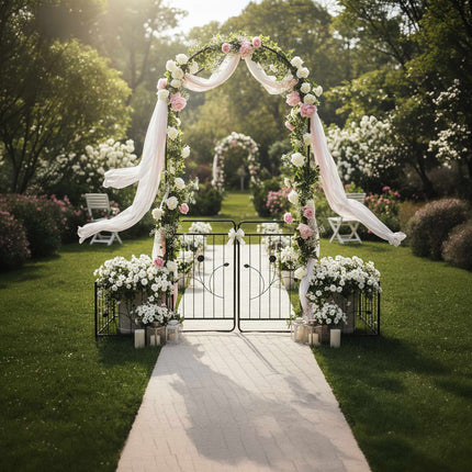 Garden Arch with Gate and Planters – Weatherproof Metal