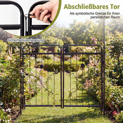 Garden Arch with Lockable Gate, Metal Trellis, Black