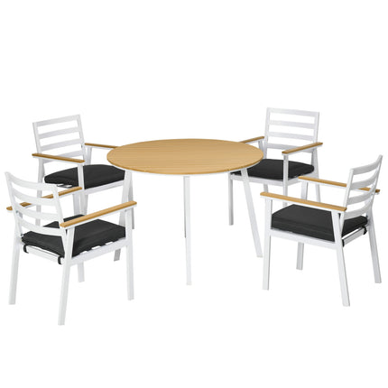 Garden balcony set: weatherproof table, 4 chairs, brown