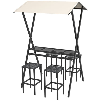 Garden Rattan Bar Set with roof & footrest for balcony