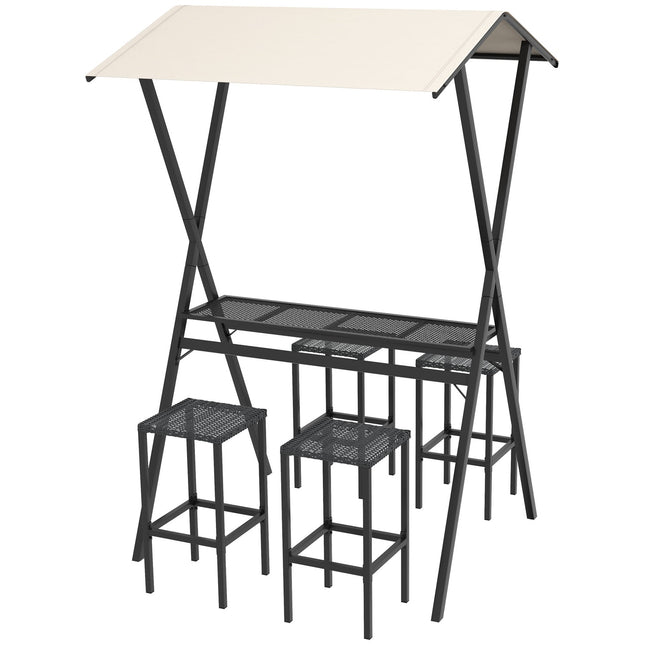 Garden Rattan Bar Set with roof & footrest for balcony