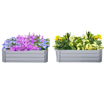 Gray galvanized steel Garden bed & planter box, 100x100x30 cm
