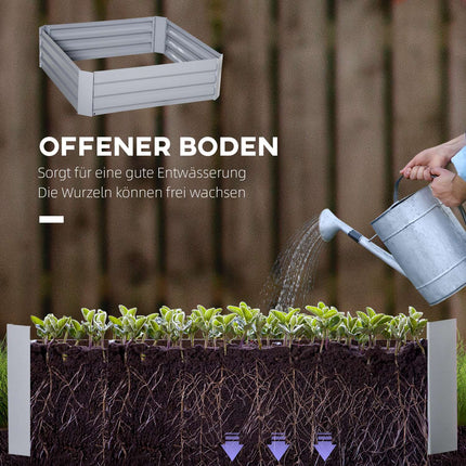 Gray galvanized steel Garden bed & planter box, 100x100x30 cm