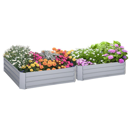 Gray galvanized steel Garden bed & planter box, 100x100x30 cm