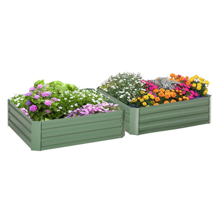 Green galvanized steel Raised garden bed, 100x100x30cm