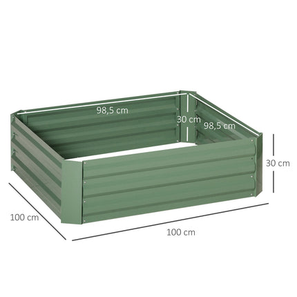 Green galvanized steel Raised garden bed, 100x100x30cm
