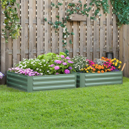 Green galvanized steel Raised garden bed, 100x100x30cm