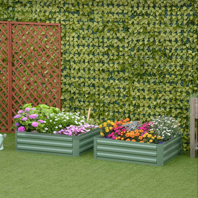 Green galvanized steel Raised garden bed, 100x100x30cm