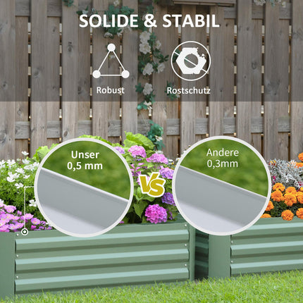 Green galvanized steel Raised garden bed, 100x100x30cm