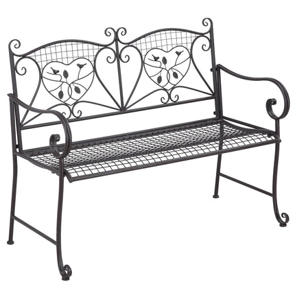 2-seater weatherproof metal garden bench, antique look