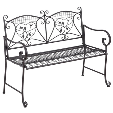 2-seater weatherproof metal garden bench, antique look