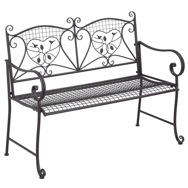 2-seater weatherproof metal garden bench, antique look