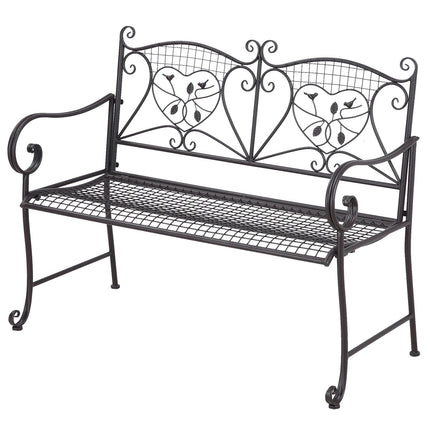 2-seater weatherproof metal garden bench, antique look