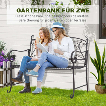 2-seater weatherproof metal garden bench, antique look