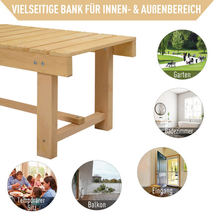 Garden bench, solid wood, rustic, 2-seater, natural finish