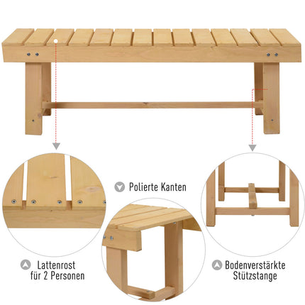 Garden bench, solid wood, rustic, 2-seater, natural finish
