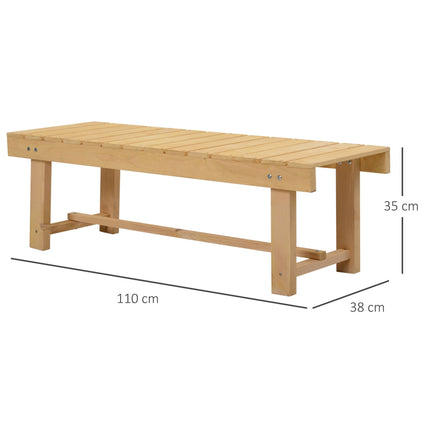 Garden bench, solid wood, rustic, 2-seater, natural finish