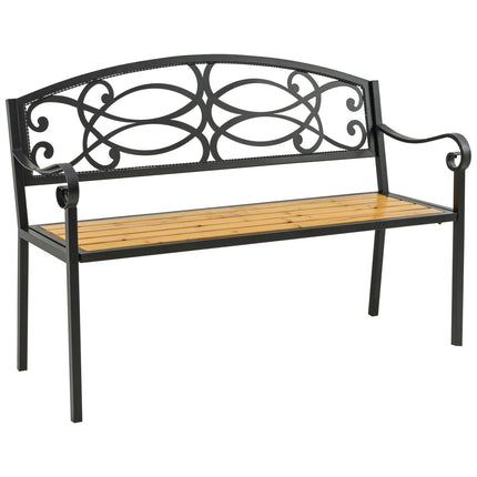 Wood & metal 2-seater garden bench - 220 kg capacity