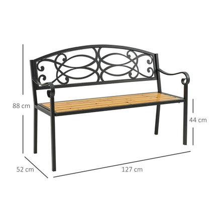 Wood & metal 2-seater garden bench - 220 kg capacity