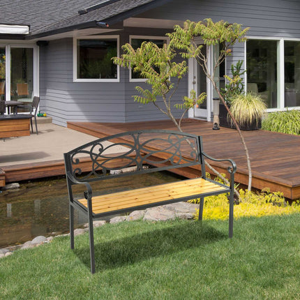 Wood & metal 2-seater garden bench - 220 kg capacity