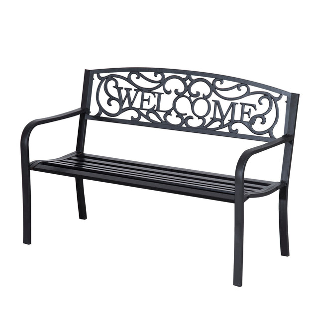 2-seater metal garden bench - perfect for parks and patios