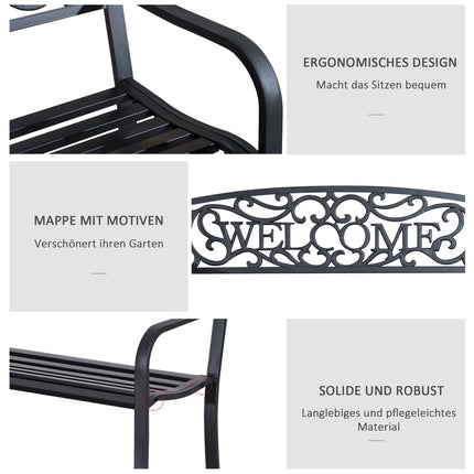 2-seater metal garden bench - perfect for parks and patios