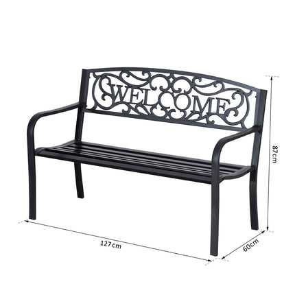 2-seater metal garden bench - perfect for parks and patios
