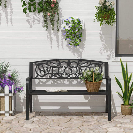 2-seater metal garden bench - perfect for parks and patios