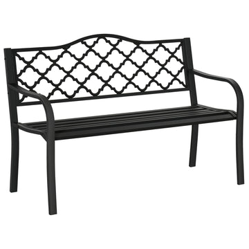 2-seater metal garden bench, elegant black cast iron