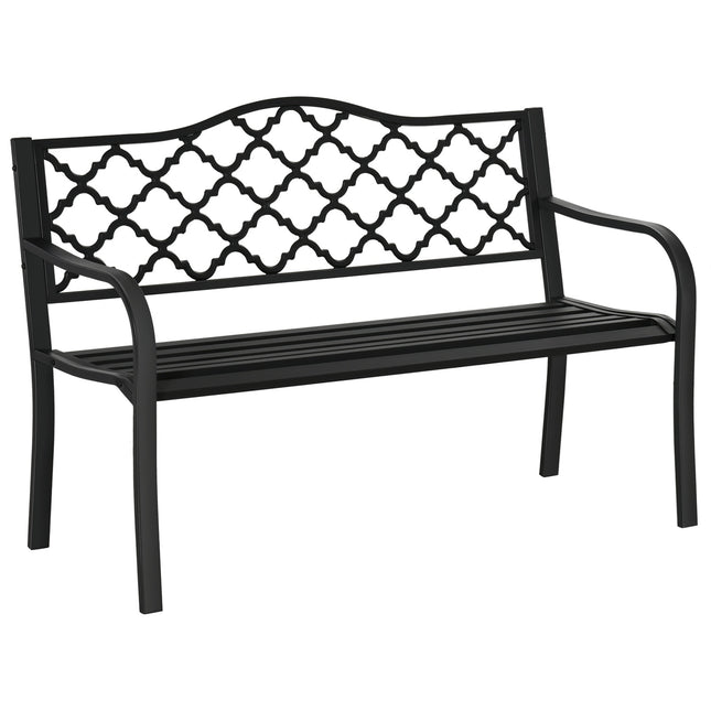 2-seater metal garden bench, elegant black cast iron