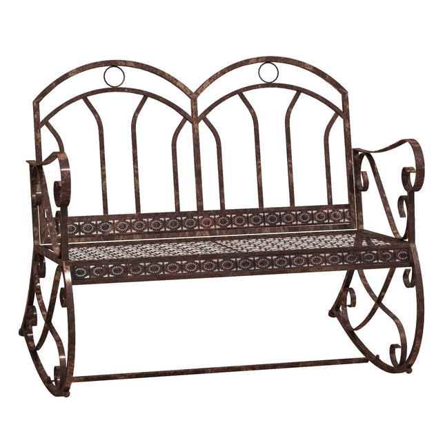 2 Seater Metal Garden Bench - Bronze Red Finish
