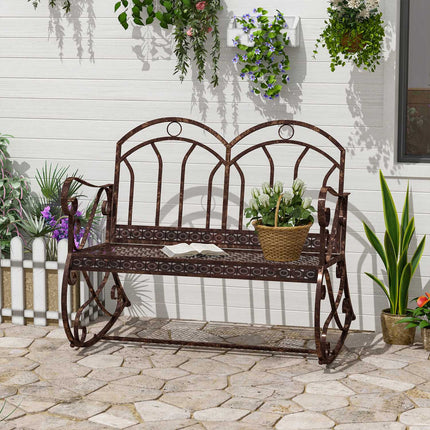 2 Seater Metal Garden Bench - Bronze Red Finish