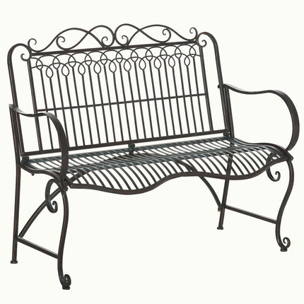 Garden bench in metal 2-seater with back and armrests
