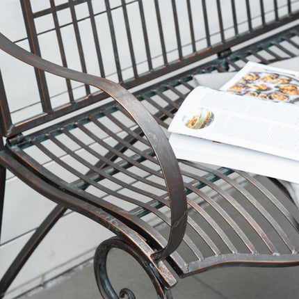 Garden bench in metal 2-seater with back and armrests