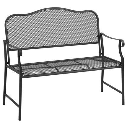 Metal garden bench, 2-seater, black, capacity 220 kg