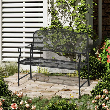 Metal garden bench, 2-seater, black, capacity 220 kg