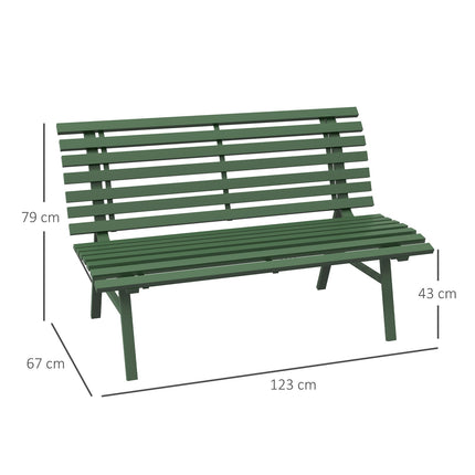 Green aluminum park bench - 2-seater with backrest