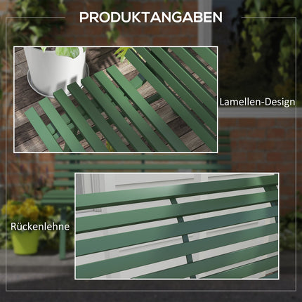 Green aluminum park bench - 2-seater with backrest