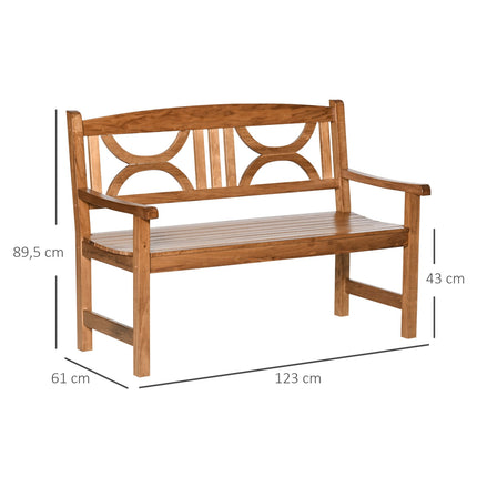 2-seater garden bench, poplar wood, natural finish