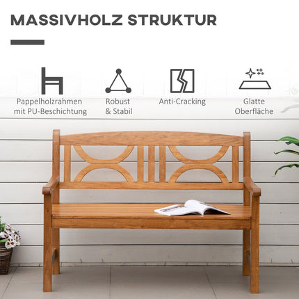2-seater garden bench, poplar wood, natural finish