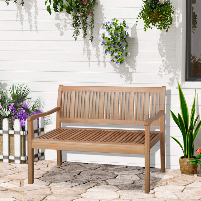 Yellow 2-seater garden bench, poplar wood, capacity 180 kg