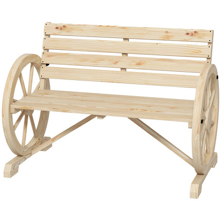 Garden bench, 2 seater, wagon wheel design