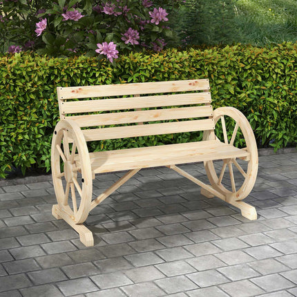 Garden bench, 2 seater, wagon wheel design