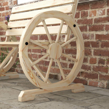 Garden bench, 2 seater, wagon wheel design