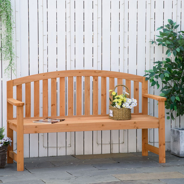 2-seater wooden garden bench, capacity 320 kg, orange