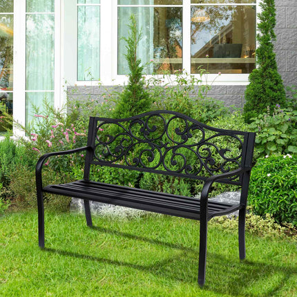 Garden Patio 3-seat steel bench with armrests