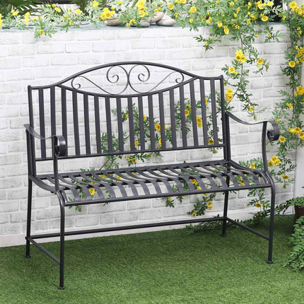 Garden bench in metal for 2 - Grey, robust up to 220 kg